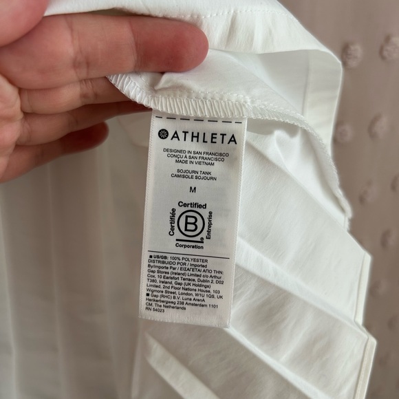 Athleta Sojurn Sleeveless Tank‎ Pleated Racerback Sz M White - Picture 4 of 5